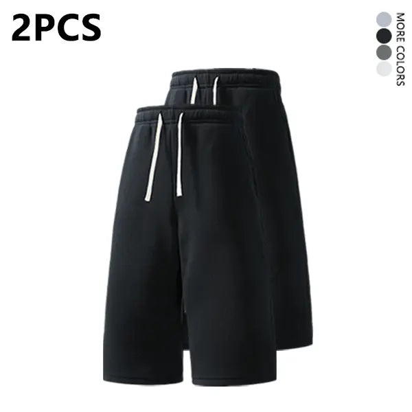 2-pack summer pants: street-style mid-thigh drawstring shorts with a hip-hop vibe—comfortable, loose fit for travel, versatile casual wear suitable for running, workouts, and everyday use.