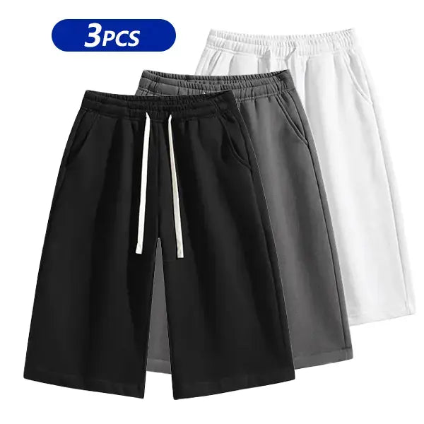 Men's Plain Stylish Belted Bermuda Shorts - Activewear, Solid-Color Athletic Casual Bottoms with Pockets, Breathable Spring-Summer Menswear