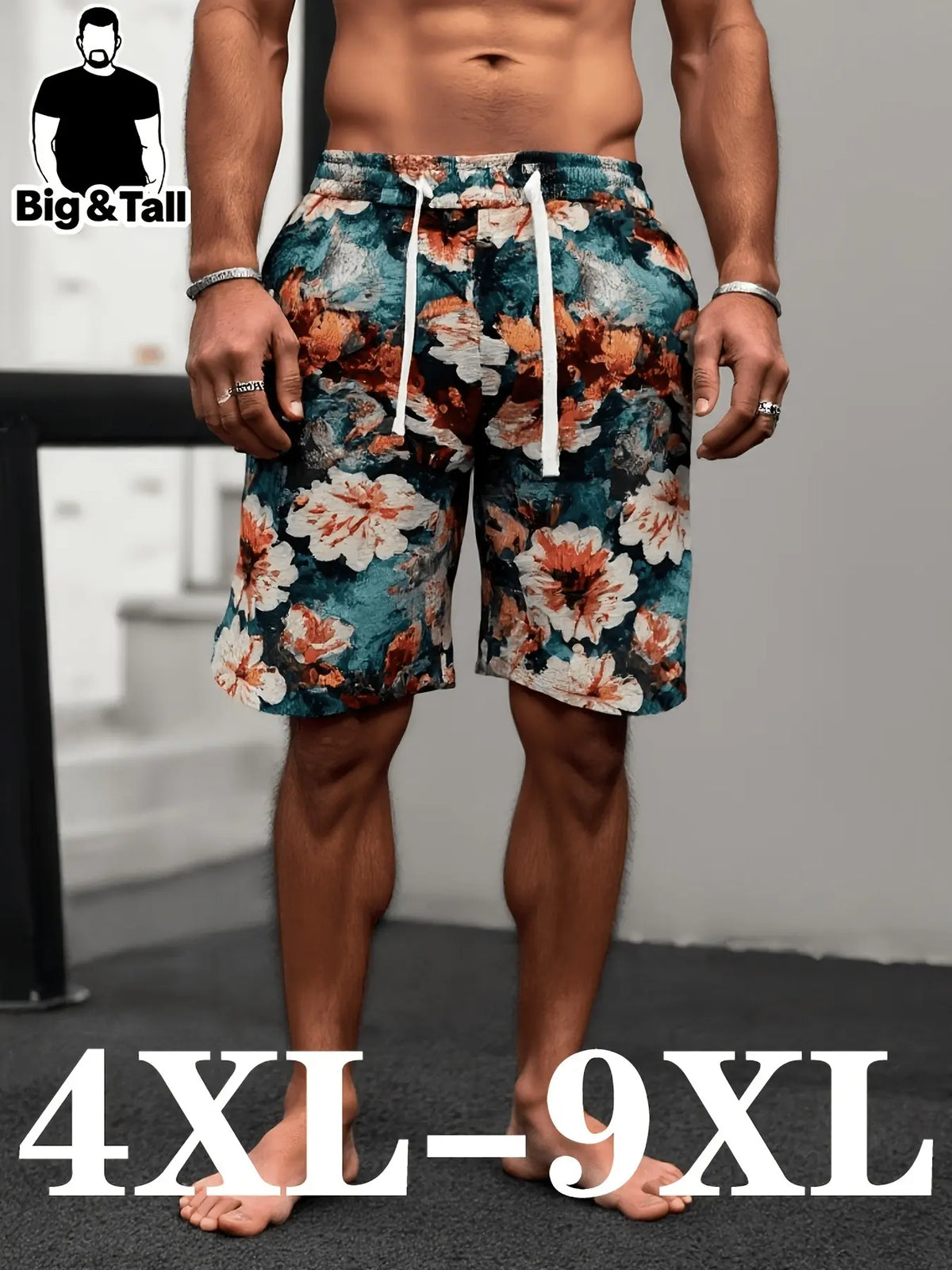 Men's Plus Size Casual Floral Camouflage Tropical Shorts, Comfortable Daily Wear, Fashion Lightweight Summer Style, Stylish Men's Clothing, Fashionable Summer Shorts