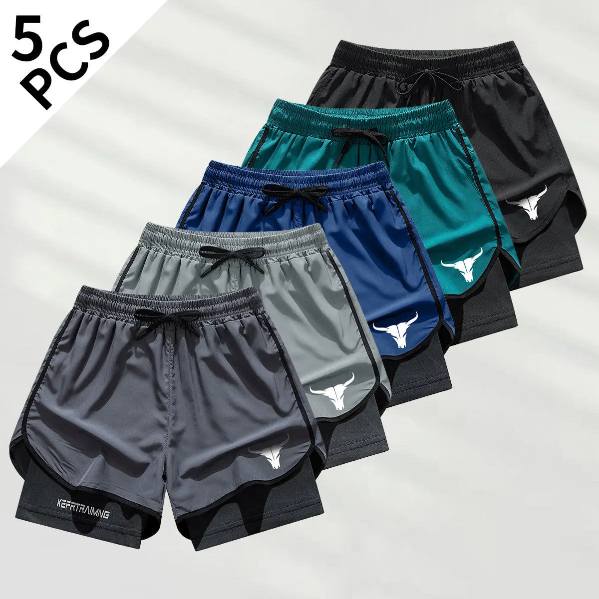 Men's Double-Layer Graphic Athletic Jorts - Activewear Bottoms for Summer, Ideal Guys' Gifts