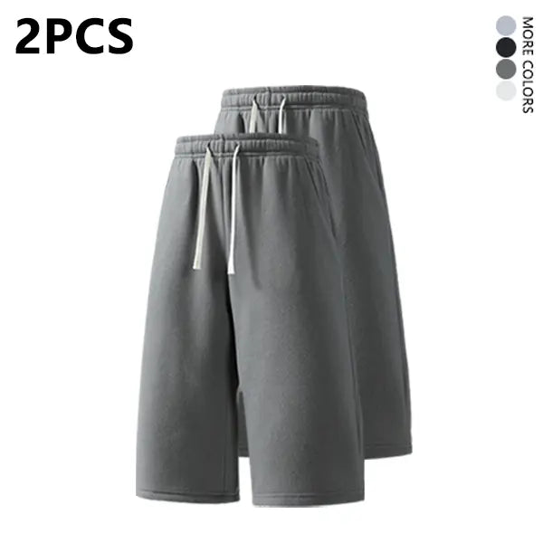 2-pack summer pants: street-style mid-thigh drawstring shorts with a hip-hop vibe—comfortable, loose fit for travel, versatile casual wear suitable for running, workouts, and everyday use.