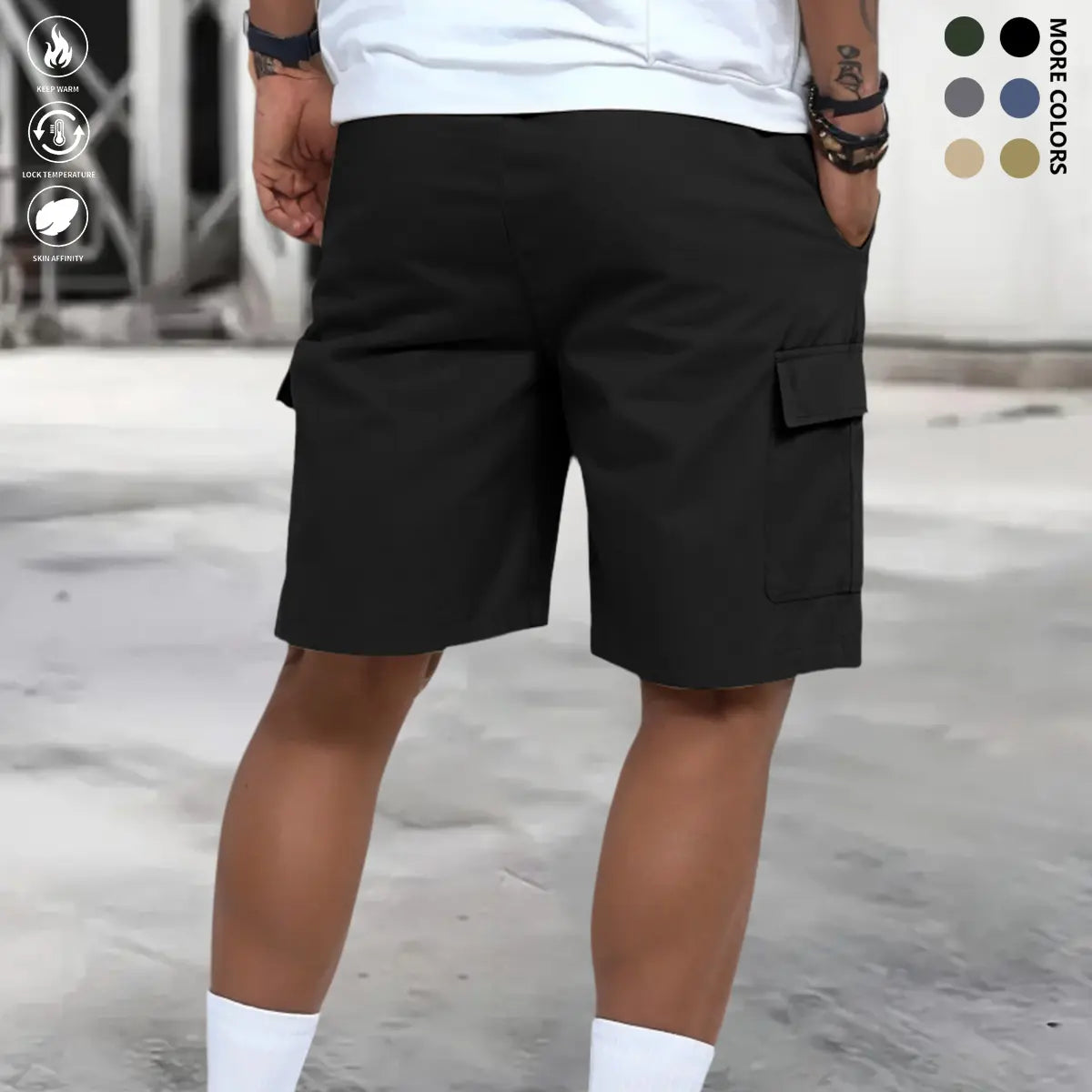 3-Pack Men'S Cargo Shorts Bundle - Brown Black & Green - Slanted Pockets - Versatile Casual Wear - 3-Piece Bottoms for Everyday Use Menswear Overalls shorts men Spring Statements outdoorfun Beige Tropical