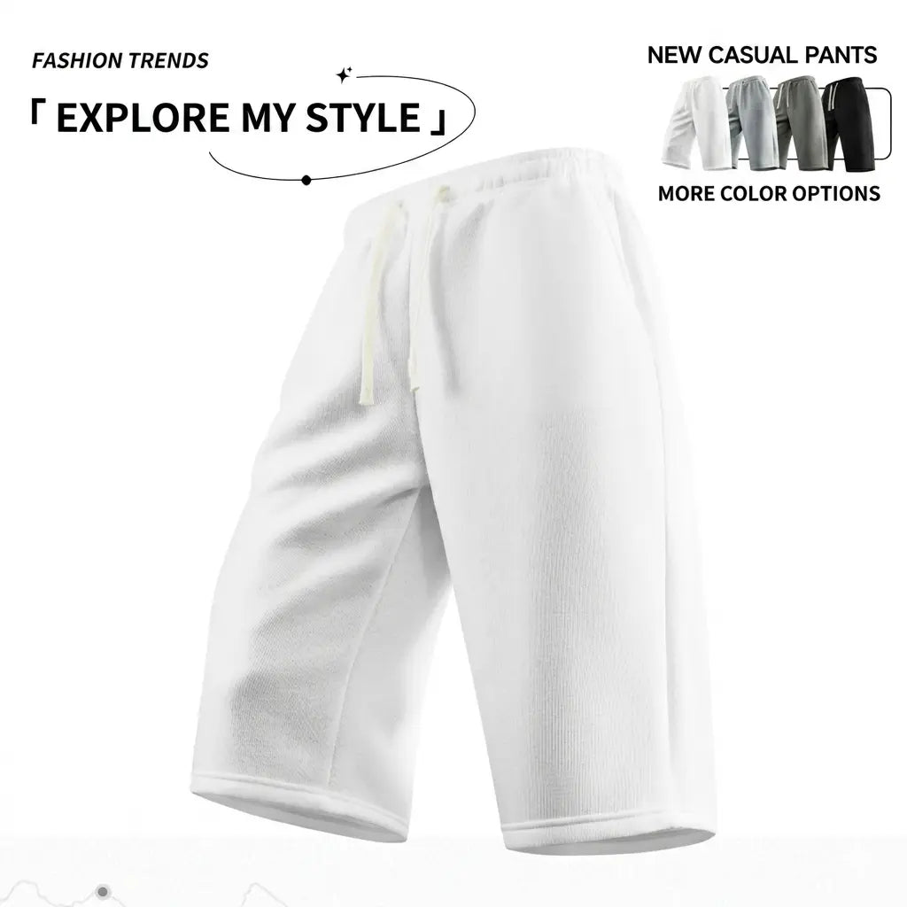 Men's Plain Stylish Belted Bermuda Shorts - Activewear, Solid-Color Athletic Casual Bottoms with Pockets, Breathable Spring-Summer Menswear