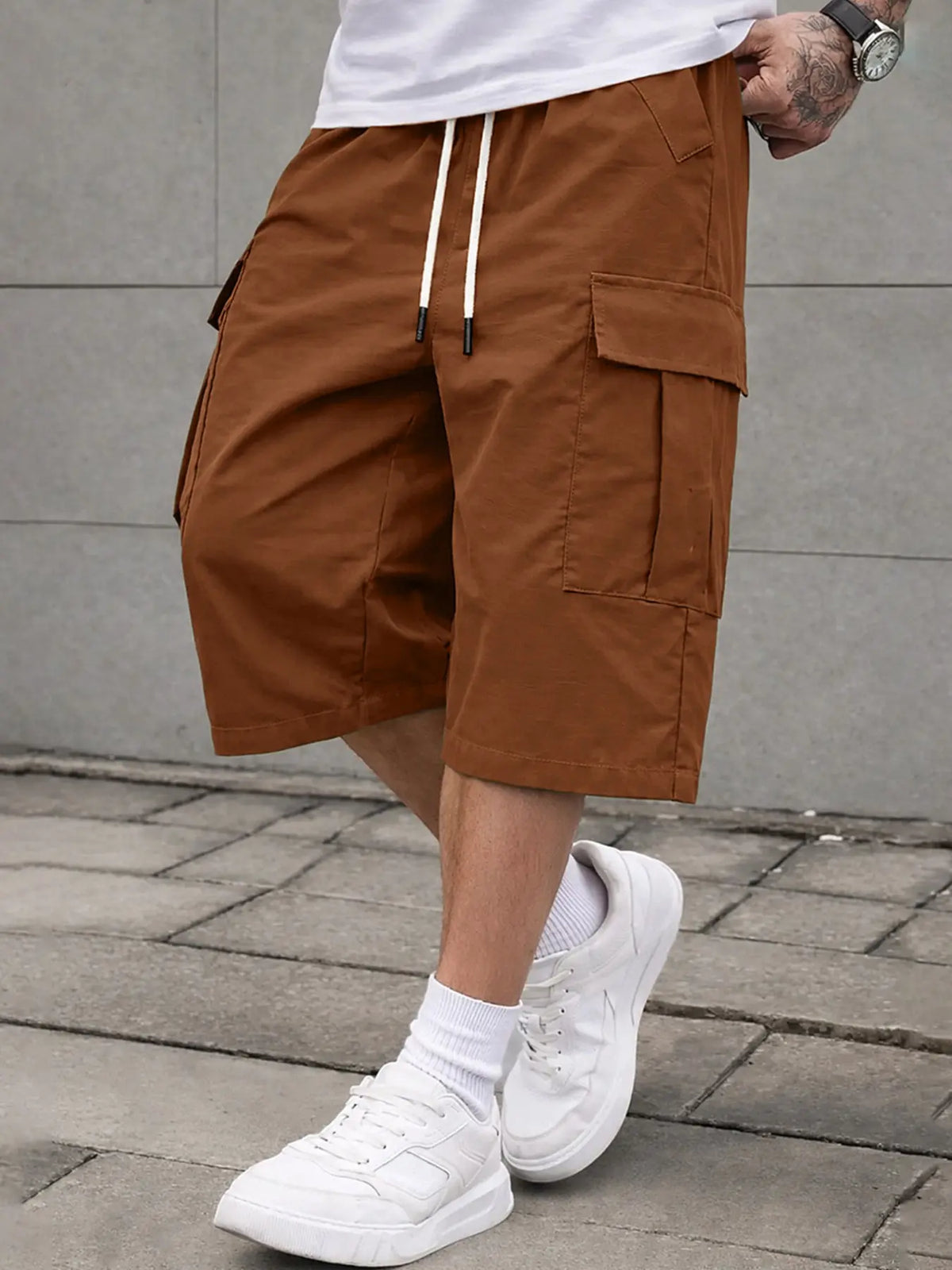 Men's 3/4 Length Work Shorts, Casual Seven-Quarter Pants, Multiple Pockets Design, Comfortable Summer Wear, Menswear, Suitable for Outdoor Activities and Daily Use