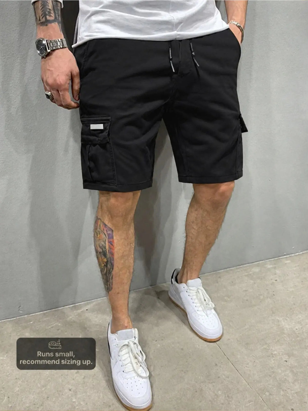 Men's Solid Cargo Shorts, Casual Relaxed-Fit Woven 5" Shorts, lightweight drawstring shorts, Multi-Pocket Mid-Rise Straight-Leg Design, Drawstring Waist, Summer Daily Wear for Commute & Outdoor Sports, Classic Versatile Essential for Men's Wardrobe