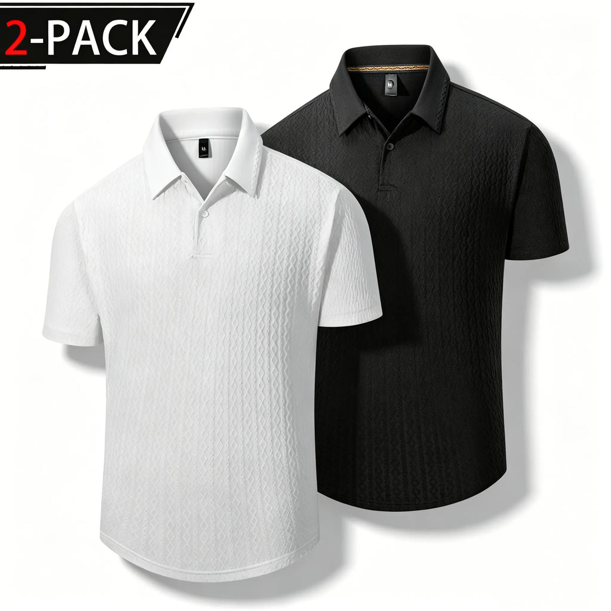Mens Comfortable Golf Polo Shirt 2 Pack 3 Pack Jacquard Texture Short Sleeve Collared Top Breathable Knit Performance Polo for Golf Tennis Pickleball Office Casual Outdoor Vacation Daily Wear Summer Fashion Essentials Smart Everyday Wardrobe Staple,sohoch