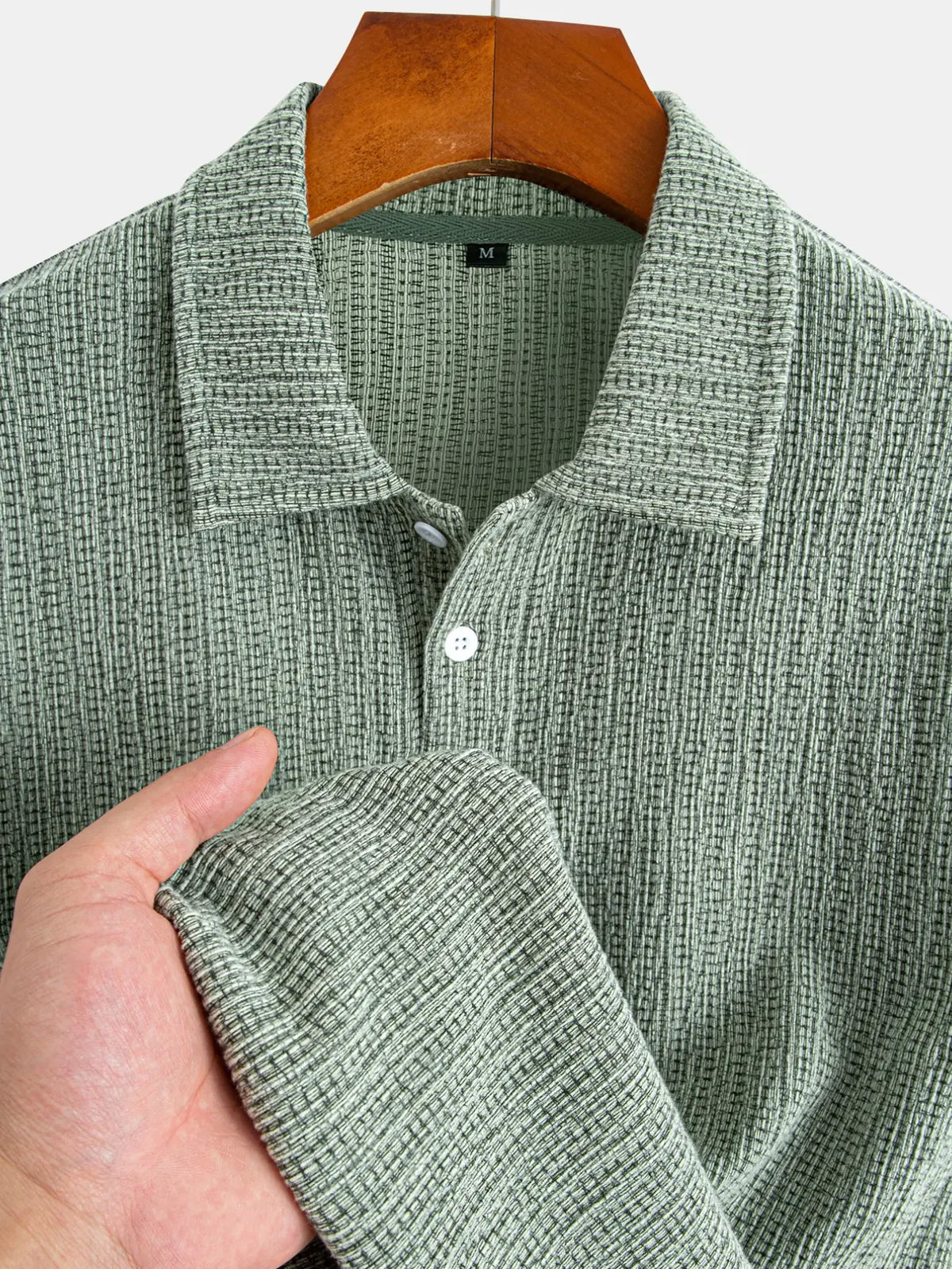 Men's Stretch Knit Jacquard Short Sleeve Polo Shirt, Casual Polo Shirts, Classic Fit Casual Golf Polo, Comfortable Daily Wear Top Everyday Shirt for Men