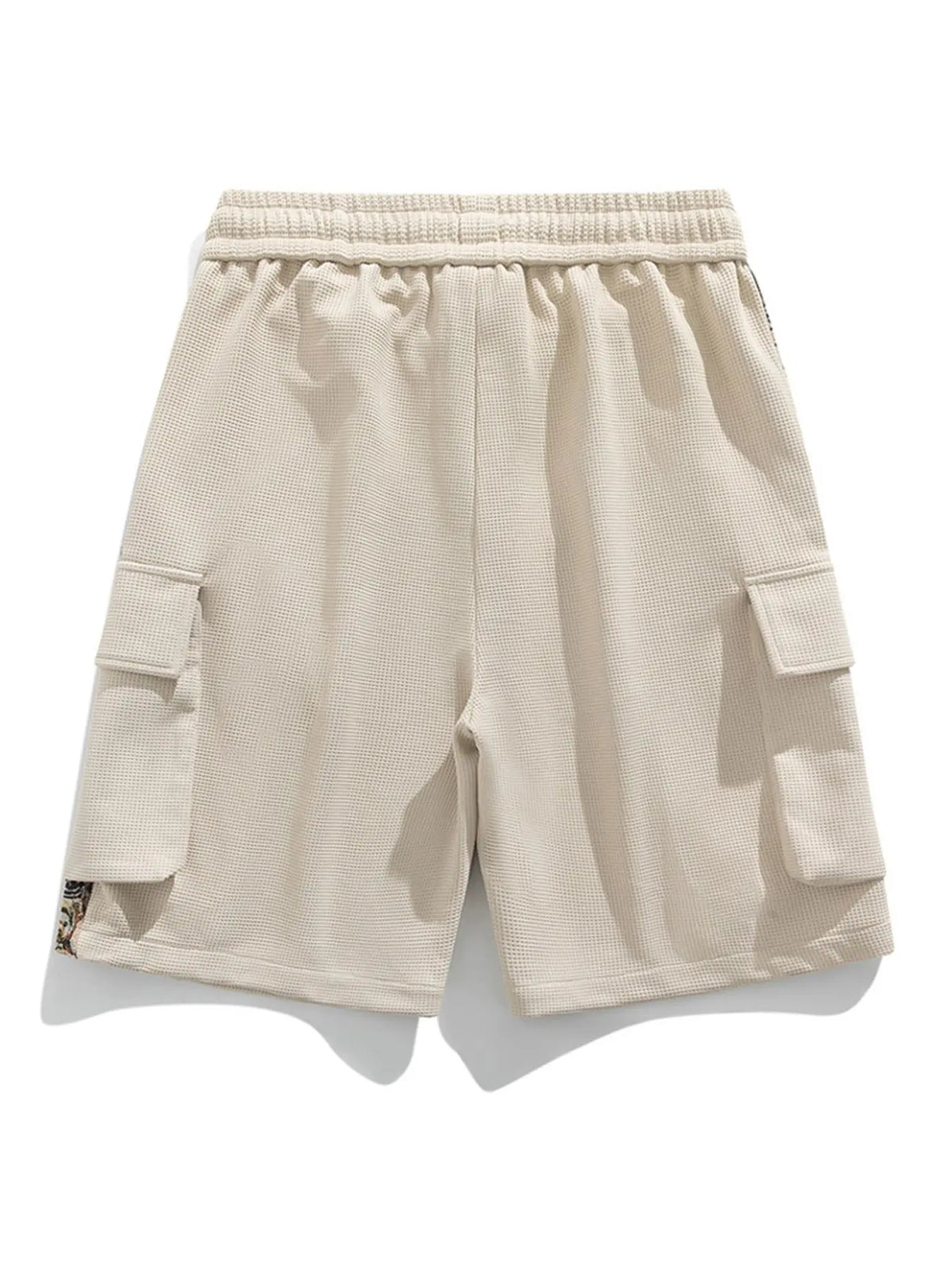 Men's Trendy Cargo Shorts with Cartoon Print, Casual Fitted Pocket Shorts for Summer, Stylish Drawstring Waist Shorts, Fashionable Shorts, Drawstrings Shorts