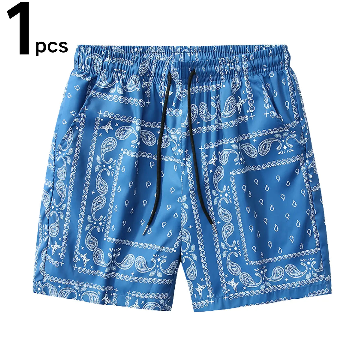 Men's Casual Paisley Pattern Polyester Shorts - Adjustable Drawstring Waist, Outfits Inspo Drip Clothing, XL Men’s Clothes for Daily & Leisure Occasions
