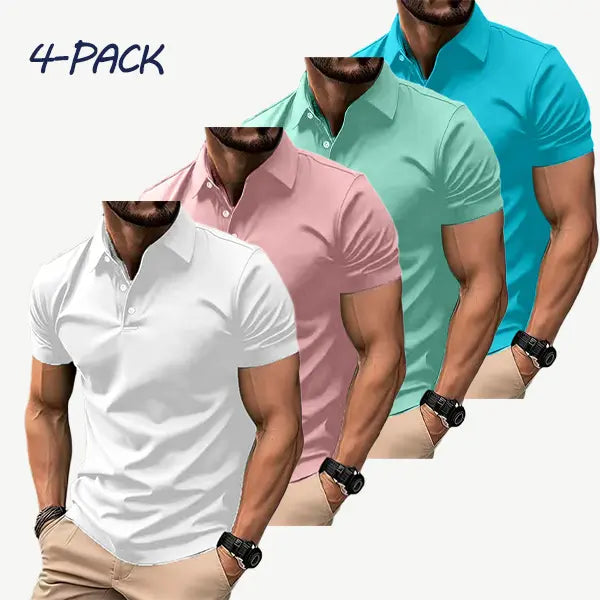 Men's 4-Pack Multicolor Polo Shirts | Polyester Fabric, Short Sleeve, Slim Fit | Casual & Business Wear,clothes for back to school,first day of school outfits