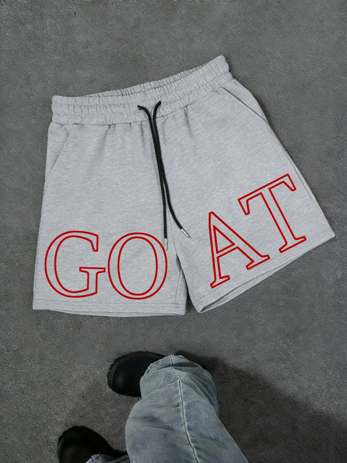 Goat Letter Print Shorts, Summer Essential, Simple and Elegant, Boston Letter Print Shorts, Casual Fitted Style, Athleisure Shorts