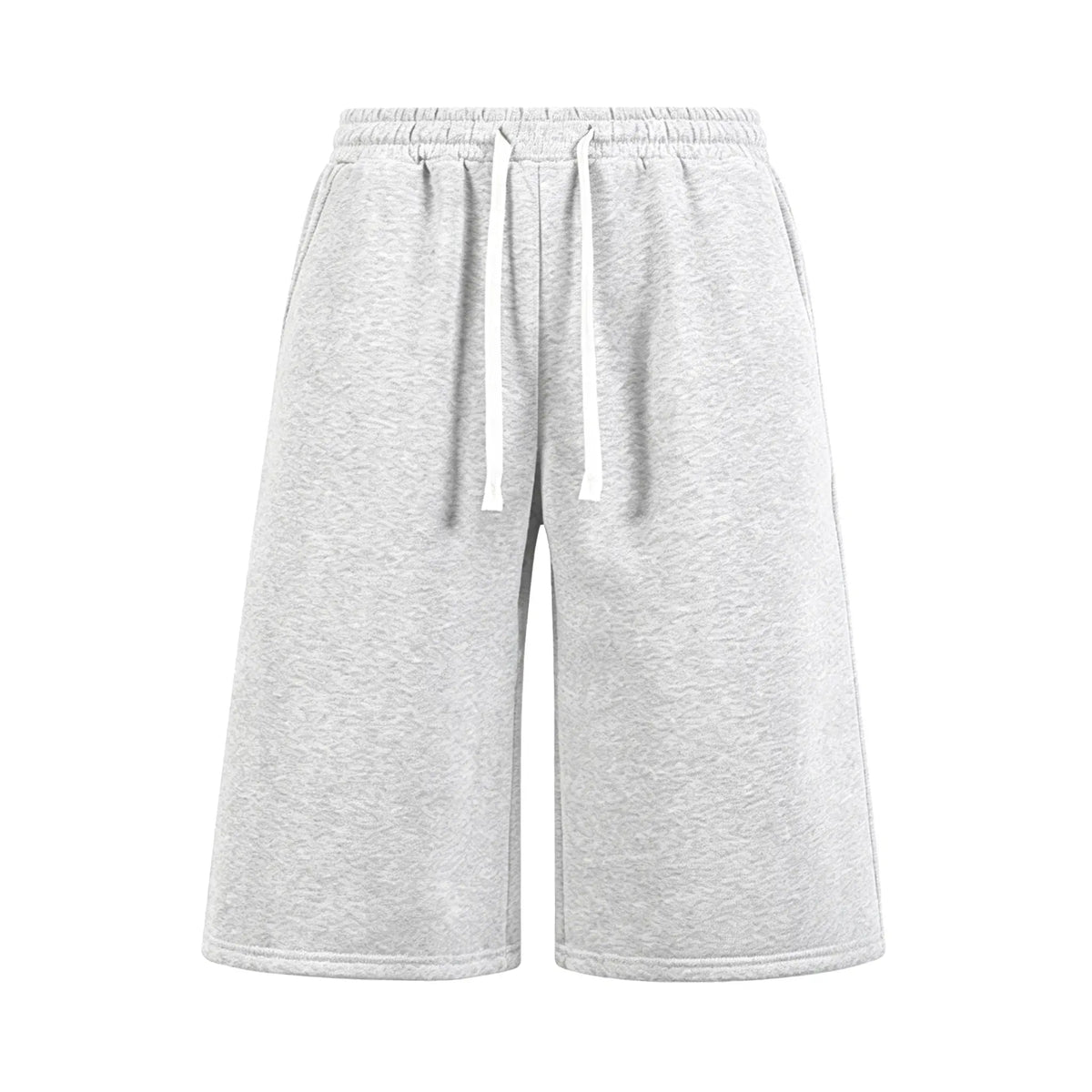 Men’s H-Type Fitted Cut Knit Capri Wide-Leg Shorts, Elastic Waistband with Drawstring, Adjustable Fit, Solid Color, Soft Comfortable, Pockets, for Casual/Athletic Wear, Available in Pink (Pairs with Sneakers)/Beige
