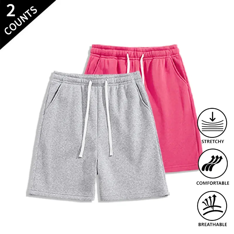 Men’s 2-Pack Loose Fit Sweat Shorts - Extra Baggy, Low-Rise Baggy, Lounge, Trendy Streetwear with Relaxed Ease, Comfortable, Breathable for Casual Menswear Outfits, Extra Baggy Men's Shorts, Lounge Men's Shorts