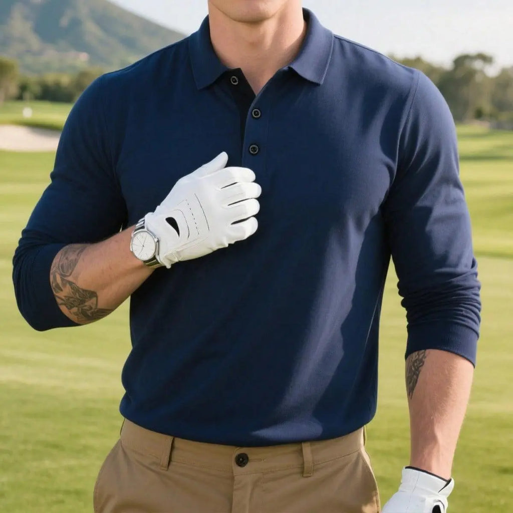 Men's Lightweight 5-Pack Long Sleeve Polo Shirts - Moisture-Wicking, Quick-Drying, Breathable Plain Sports Tops for Work, Golf,sohochic