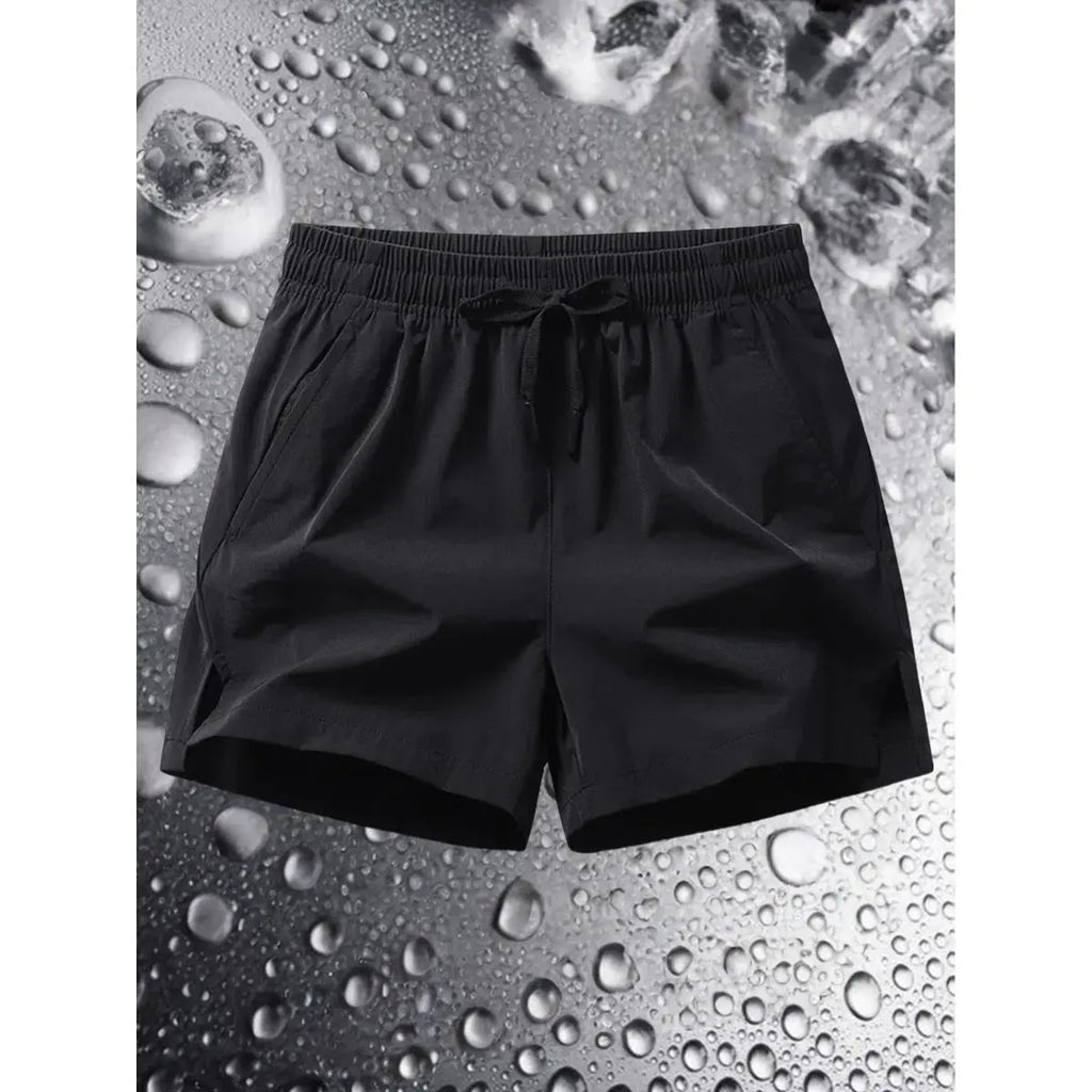 Men's Regular Fit Elastane-Polyester Blend Elastic Drawstring Waist Shorts with Zipper Pocket - Breathable Fabric, Easy to Style, Casual Look, All Seasons Activewear Bottoms for Daily Outdoor Use