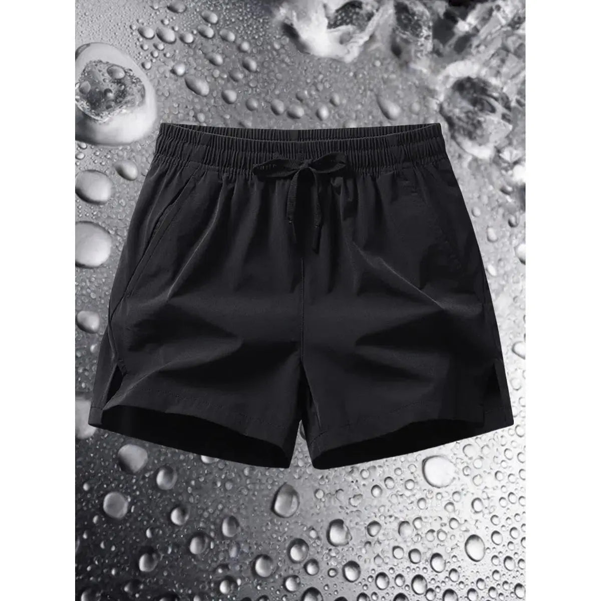 Men's Regular Fit Elastane-Polyester Blend Elastic Drawstring Waist Shorts with Zipper Pocket - Breathable Fabric, Easy to Style, Casual Look, All Seasons Activewear Bottoms for Daily Outdoor Use