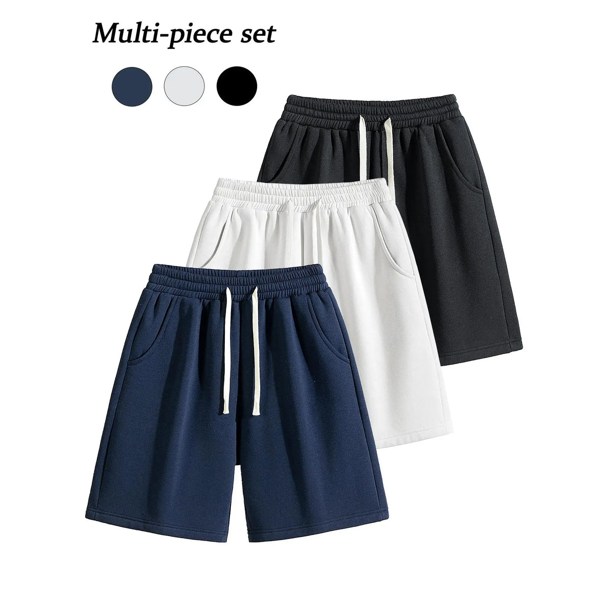 URMCZ Men's Retro Cotton Blend Casual Shorts - Breathable, High-Stretch Drawstring Waistband, Relaxed Straight-Leg, Moisture-Wicking, Plain, Aesthetic, Sporty Chic Unisex Bottoms for Summer Lounging, Workouts