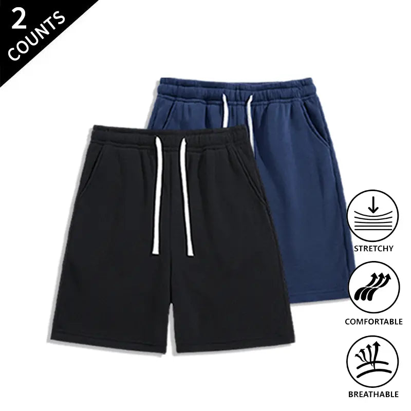 Men’s 2-Pack Loose Fit Sweat Shorts - Extra Baggy, Low-Rise Baggy, Lounge, Trendy Streetwear with Relaxed Ease, Comfortable, Breathable for Casual Menswear Outfits, Extra Baggy Men's Shorts, Lounge Men's Shorts