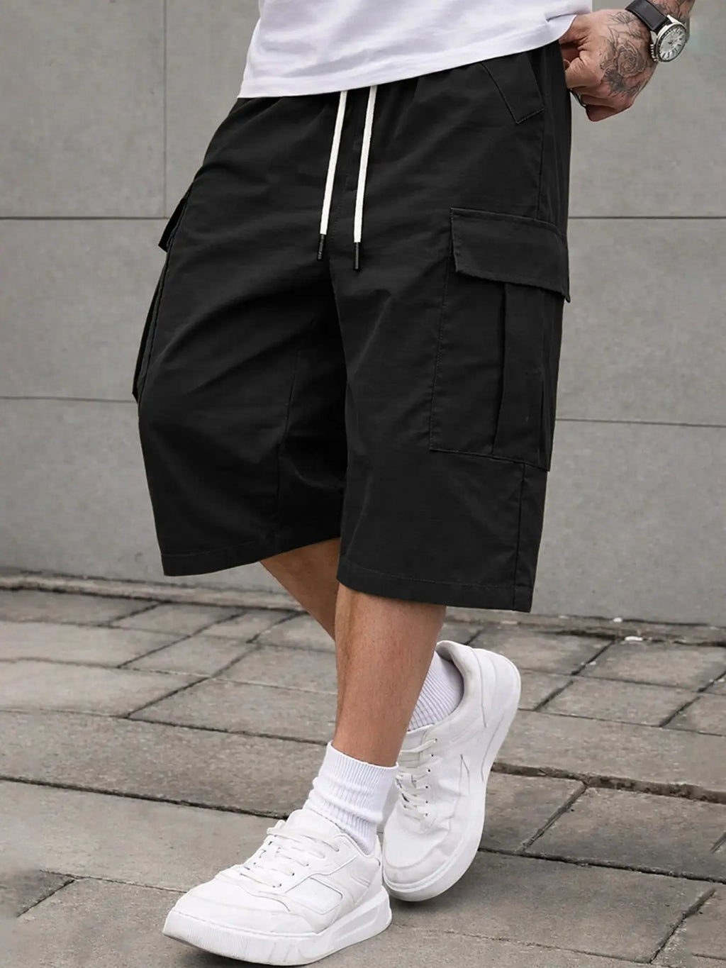 Men's 3/4 Length Work Shorts, Casual Seven-Quarter Pants, Multiple Pockets Design, Comfortable Summer Wear, Menswear, Suitable for Outdoor Activities and Daily Use