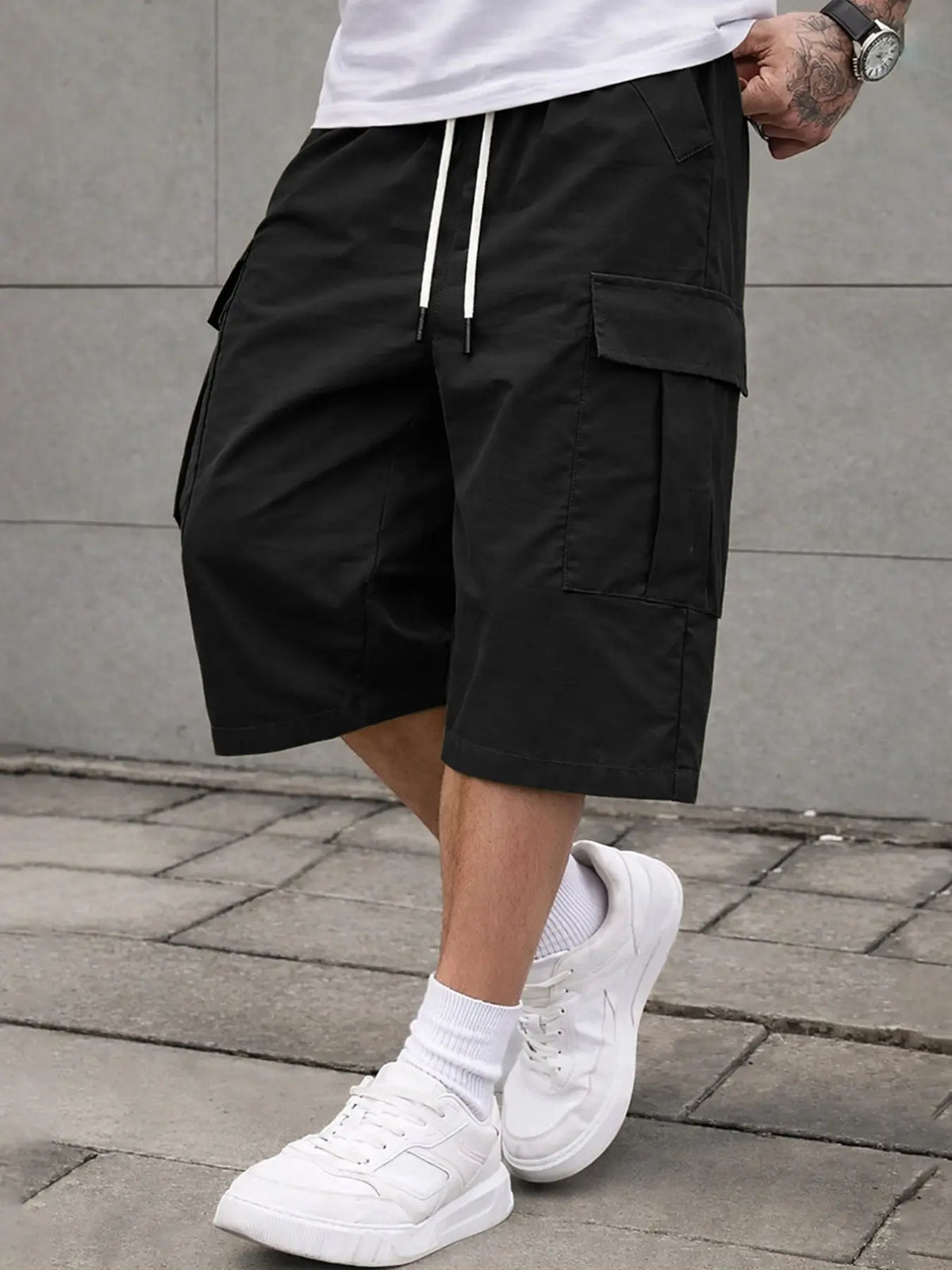 Men's 3/4 Length Work Shorts, Casual Seven-Quarter Pants, Multiple Pockets Design, Comfortable Summer Wear, Menswear, Suitable for Outdoor Activities and Daily Use