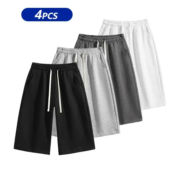 Men's Plain Stylish Belted Bermuda Shorts - Activewear, Solid-Color Athletic Casual Bottoms with Pockets, Breathable Spring-Summer Menswear