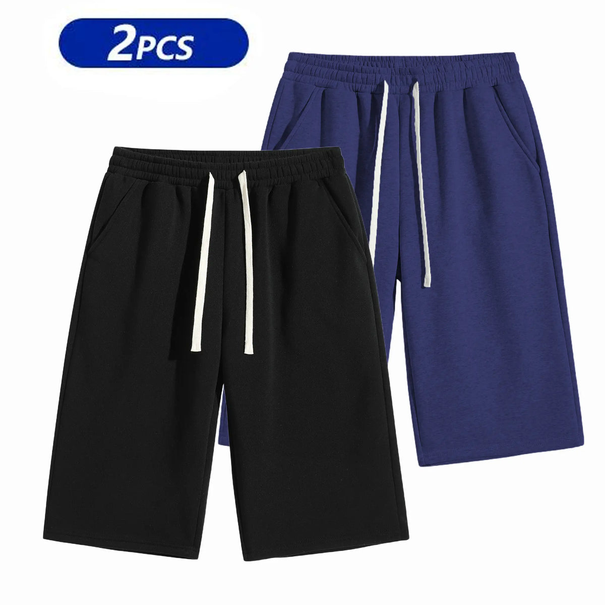 Men's Plain Stylish Belted Bermuda Shorts - Activewear, Solid-Color Athletic Casual Bottoms with Pockets, Breathable Spring-Summer Menswear