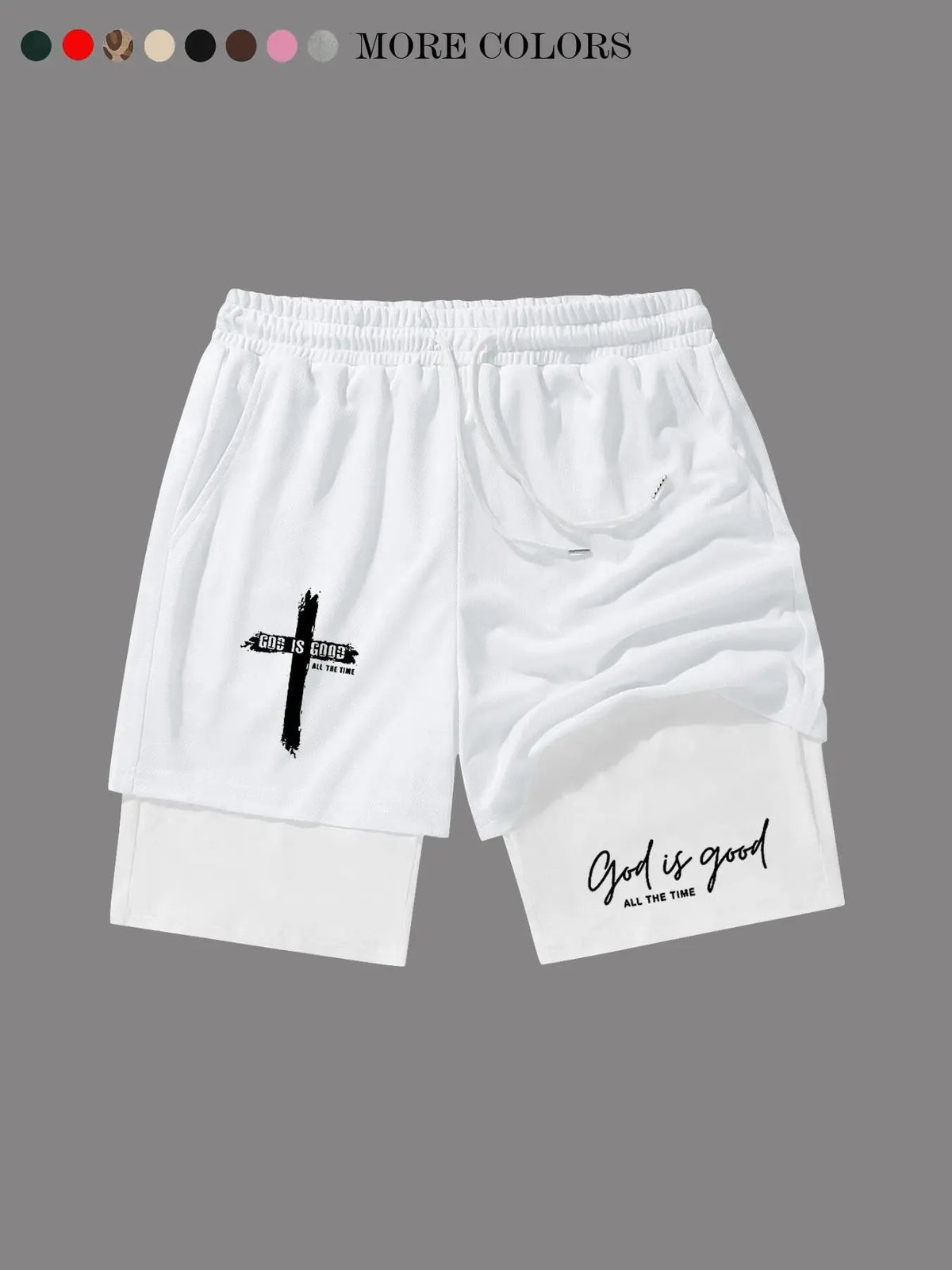 God Is Good Print Teen Boy Shorts, Loose-Fit Casual Mesh Pants, Drawstring Waist, Spring Summer Fashion, Couples Wear, Breathable Loose Shorts, Breathable Printed Shorts
