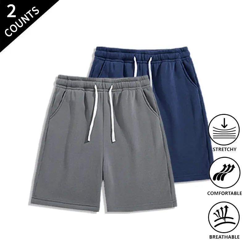 Men’s 2-Pack Loose Fit Sweat Shorts - Extra Baggy, Low-Rise Baggy, Lounge, Trendy Streetwear with Relaxed Ease, Comfortable, Breathable for Casual Menswear Outfits, Extra Baggy Men's Shorts, Lounge Men's Shorts