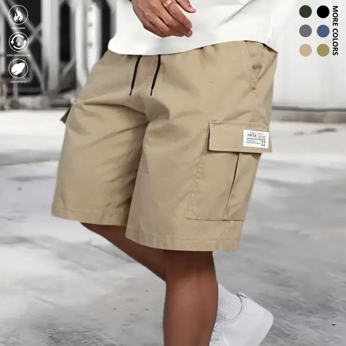 Men's 3-Pack Cargo Shorts Bundle (Black+Gray+Khaki) - Heavy-Duty Ripstop Fabric, Utility Pockets, Adjustable Waist, Fitted Cut, Workout Ready - Men's Clothing for Hiking, Construction Use, Size M