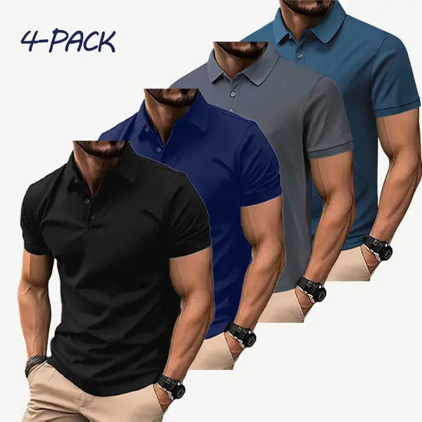 Men's 4-Pack Multicolor Polo Shirts | Polyester Fabric, Short Sleeve, Slim Fit | Casual & Business Wear,clothes for back to school,first day of school outfits