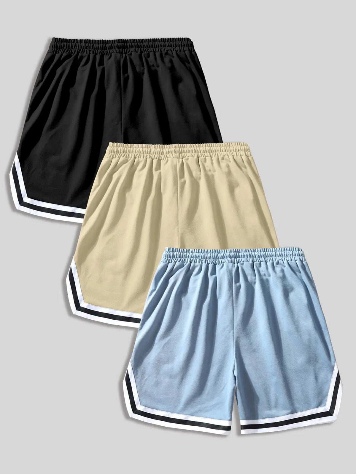 Men's 3 Pack Casual Shorts, Skull Space Cartoon Graffiti Graphic Print, Streetwear Summer Daily Shorts for Men