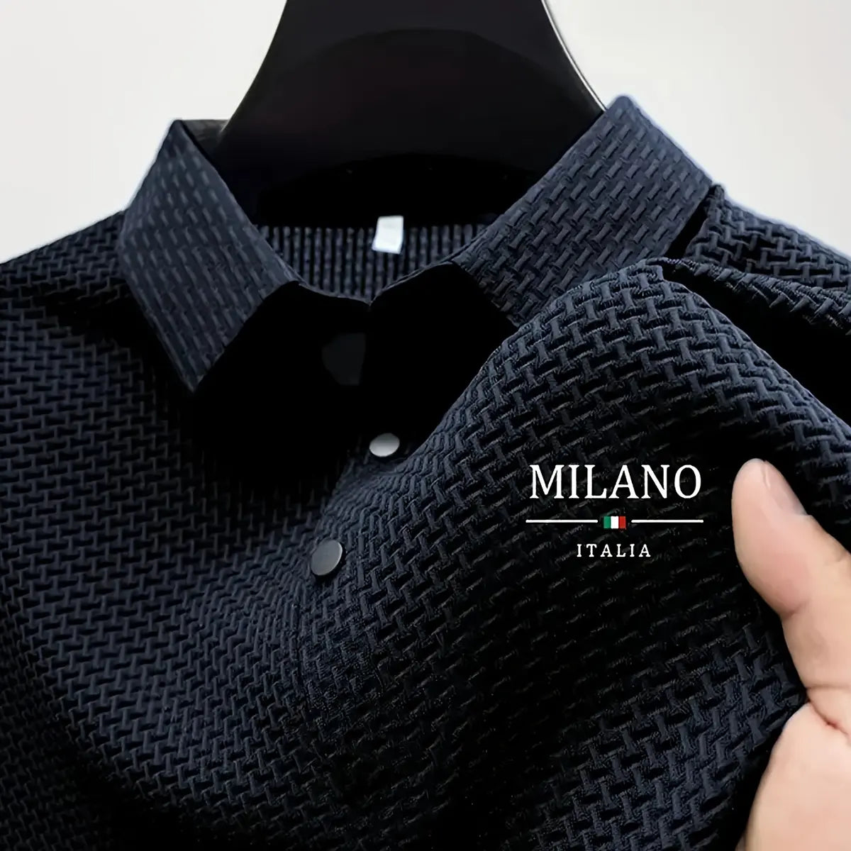 Men's Custom-Fit Solid Color Luxury Formal Polo Shirt - Breathable Lightweight Polyester Menswear, Fitted Well-Structured Collar, Elegant Modern Top for Business, Casual Everyday Wear