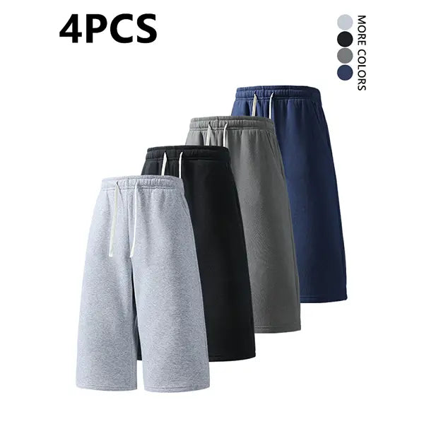 2-pack summer pants: street-style mid-thigh drawstring shorts with a hip-hop vibe—comfortable, loose fit for travel, versatile casual wear suitable for running, workouts, and everyday use.