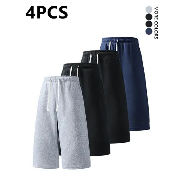 2-pack summer pants: street-style mid-thigh drawstring shorts with a hip-hop vibe—comfortable, loose fit for travel, versatile casual wear suitable for running, workouts, and everyday use.