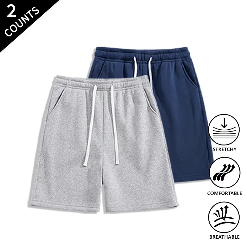 Men’s 2-Pack Loose Fit Sweat Shorts - Extra Baggy, Low-Rise Baggy, Lounge, Trendy Streetwear with Relaxed Ease, Comfortable, Breathable for Casual Menswear Outfits, Extra Baggy Men's Shorts, Lounge Men's Shorts