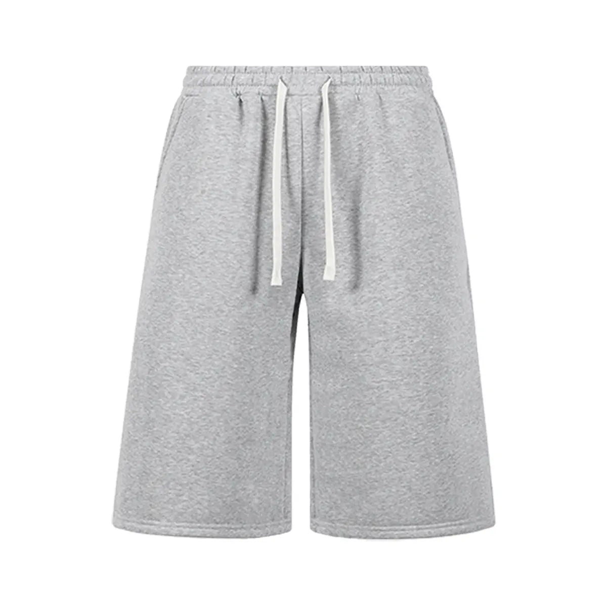 Men’s H-Type Fitted Cut Knit Capri Wide-Leg Shorts, Elastic Waistband with Drawstring, Adjustable Fit, Solid Color, Soft Comfortable, Pockets, for Casual/Athletic Wear, Available in Pink (Pairs with Sneakers)/Beige