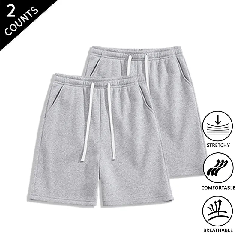 Men’s 2-Pack Loose Fit Sweat Shorts - Extra Baggy, Low-Rise Baggy, Lounge, Trendy Streetwear with Relaxed Ease, Comfortable, Breathable for Casual Menswear Outfits, Extra Baggy Men's Shorts, Lounge Men's Shorts