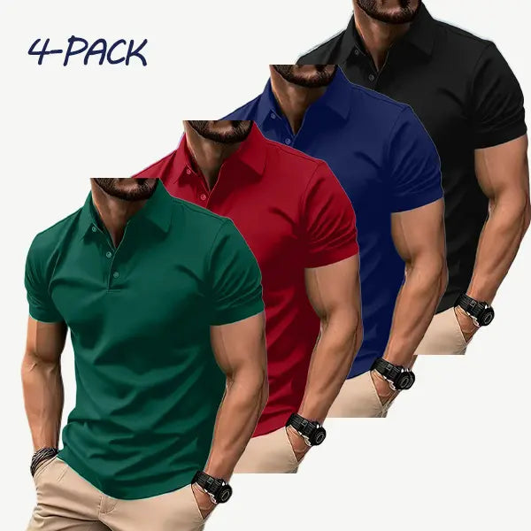 Men's 4-Pack Multicolor Polo Shirts | Polyester Fabric, Short Sleeve, Slim Fit | Casual & Business Wear,clothes for back to school,first day of school outfits