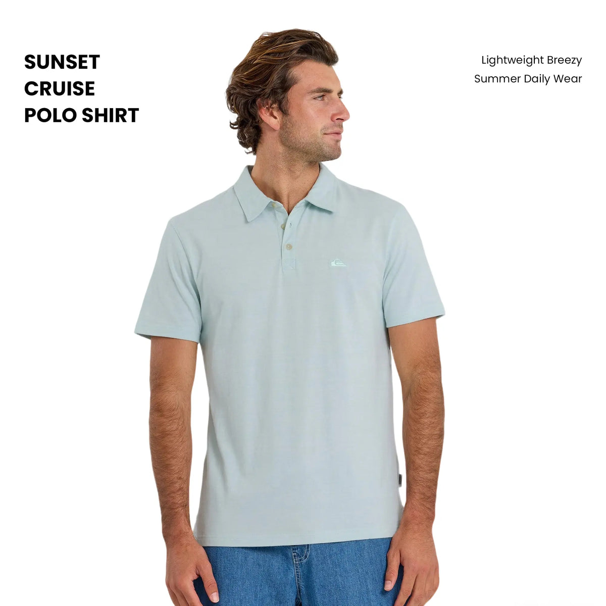 Quiksilver | Sunset Cruise Polo Shirt | Men's 100% Cotton Embroidered Logo Breathable | Sun Protection & Everyday Wear Boxy Polo Casual