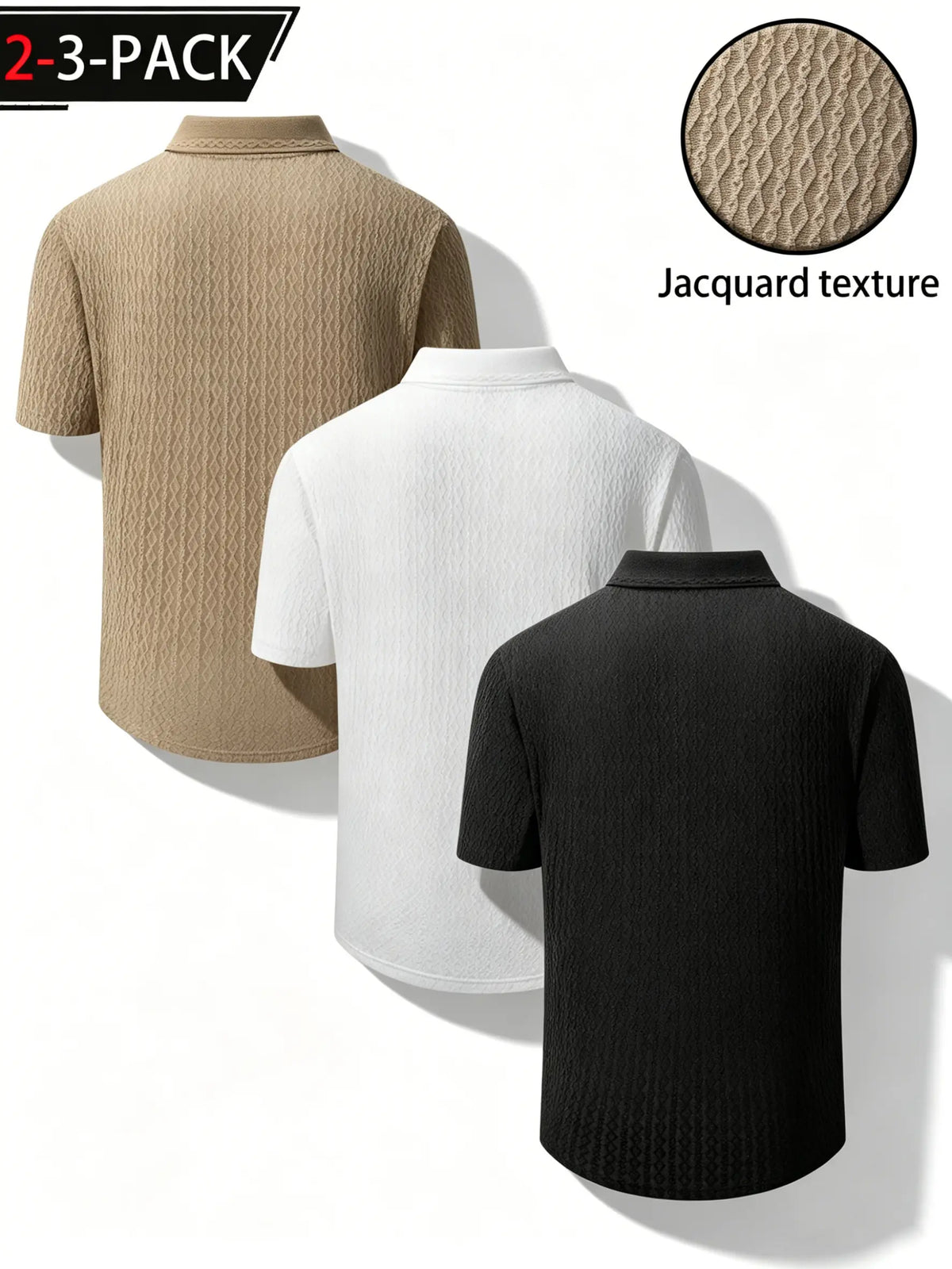 Mens Comfortable Golf Polo Shirt 2 Pack 3 Pack Jacquard Texture Short Sleeve Collared Top Breathable Knit Performance Polo for Golf Tennis Pickleball Office Casual Outdoor Vacation Daily Wear Summer Fashion Essentials Smart Everyday Wardrobe Staple,sohoch