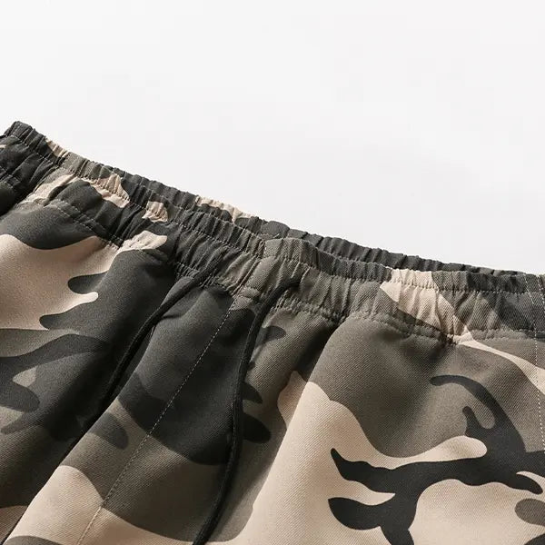Men’s 3-Pack 7-Inch Cargo Shorts, Vintage Camouflage Army Print Cargo Colorway Menswear, Loose Elastic Waist, Multiple Pockets, Adjustable Bottom for Summer Casual Streetwear, Camouflage Men's Shorts