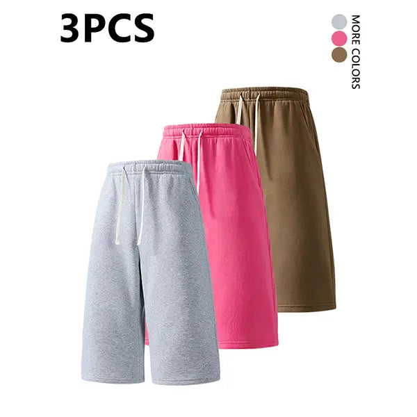 2-pack summer pants: street-style mid-thigh drawstring shorts with a hip-hop vibe—comfortable, loose fit for travel, versatile casual wear suitable for running, workouts, and everyday use.