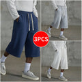 3-pack Men’s casual seven-eighths shorts, summer street style; men’s straight-leg athletic pants; soft, comfortable jogging pants with pockets—suitable for everyday life, work, travel, running, leisure, and outdoor activities.