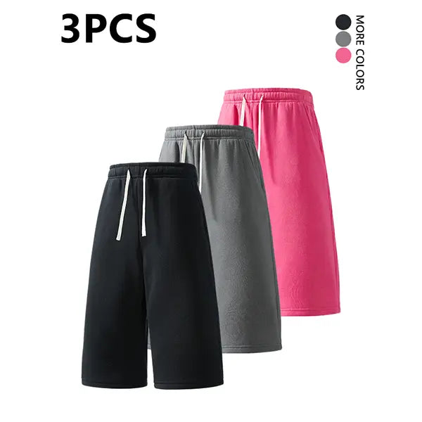 2-pack summer pants: street-style mid-thigh drawstring shorts with a hip-hop vibe—comfortable, loose fit for travel, versatile casual wear suitable for running, workouts, and everyday use.