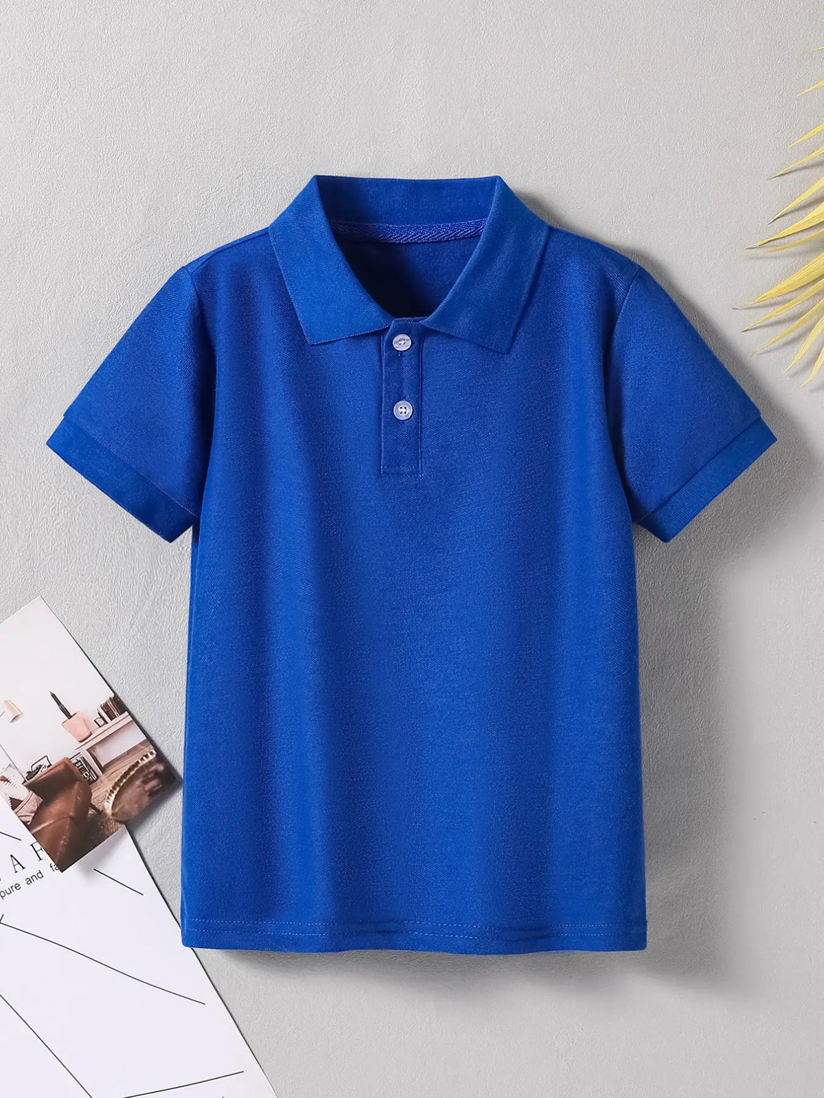 Summer Solid Color Fashion Preppy Short Sleeve Fabric Polo Shirt, Suitable for Casual, Sports, School Activities, Stylish and Comfortable