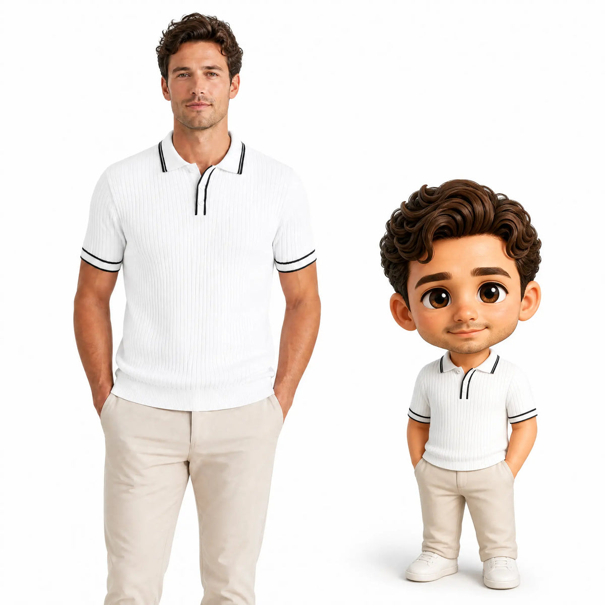 Men's Vintage Ribbed Knit Stripe Fitted Polo Shirt - Short-Sleeve, Slim Fit, Contrast Tipped Collar, Breathable Classic Casual T-Shirts for All Seasons, Old Money Aesthetic Golf Wear