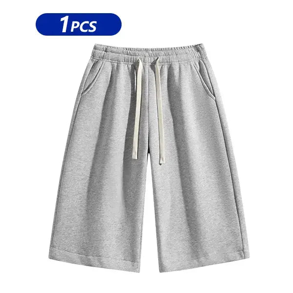 Men's Plain Stylish Belted Bermuda Shorts - Activewear, Solid-Color Athletic Casual Bottoms with Pockets, Breathable Spring-Summer Menswear