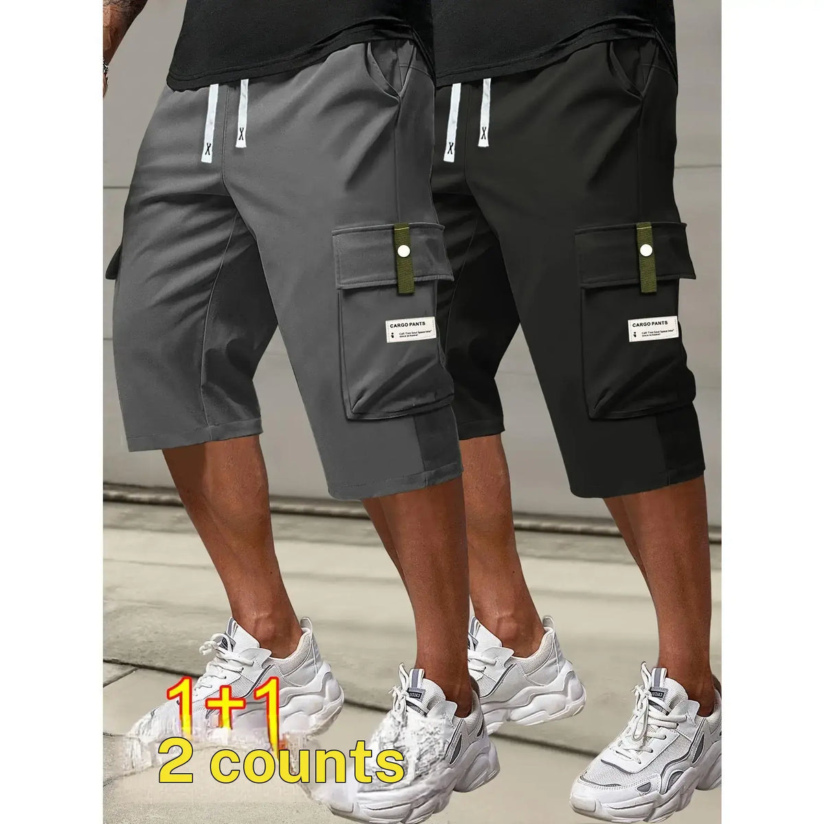 Men's plus size summer work pants elastic drawstring waist circumference, multiple pockets and letter patches, regular mid waist non elastic fabric, opaque, suitable for daily and casual wear, Father's Day gift casual pants for summer