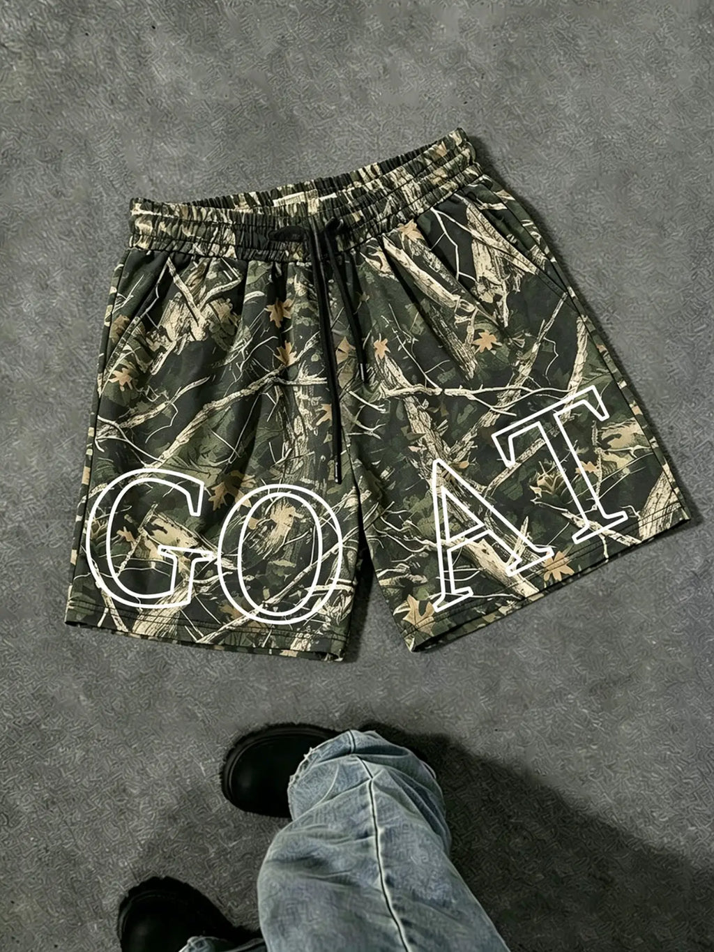 Goat Letter Print Shorts, Summer Essential, Simple and Elegant, Boston Letter Print Shorts, Casual Fitted Style, Athleisure Shorts