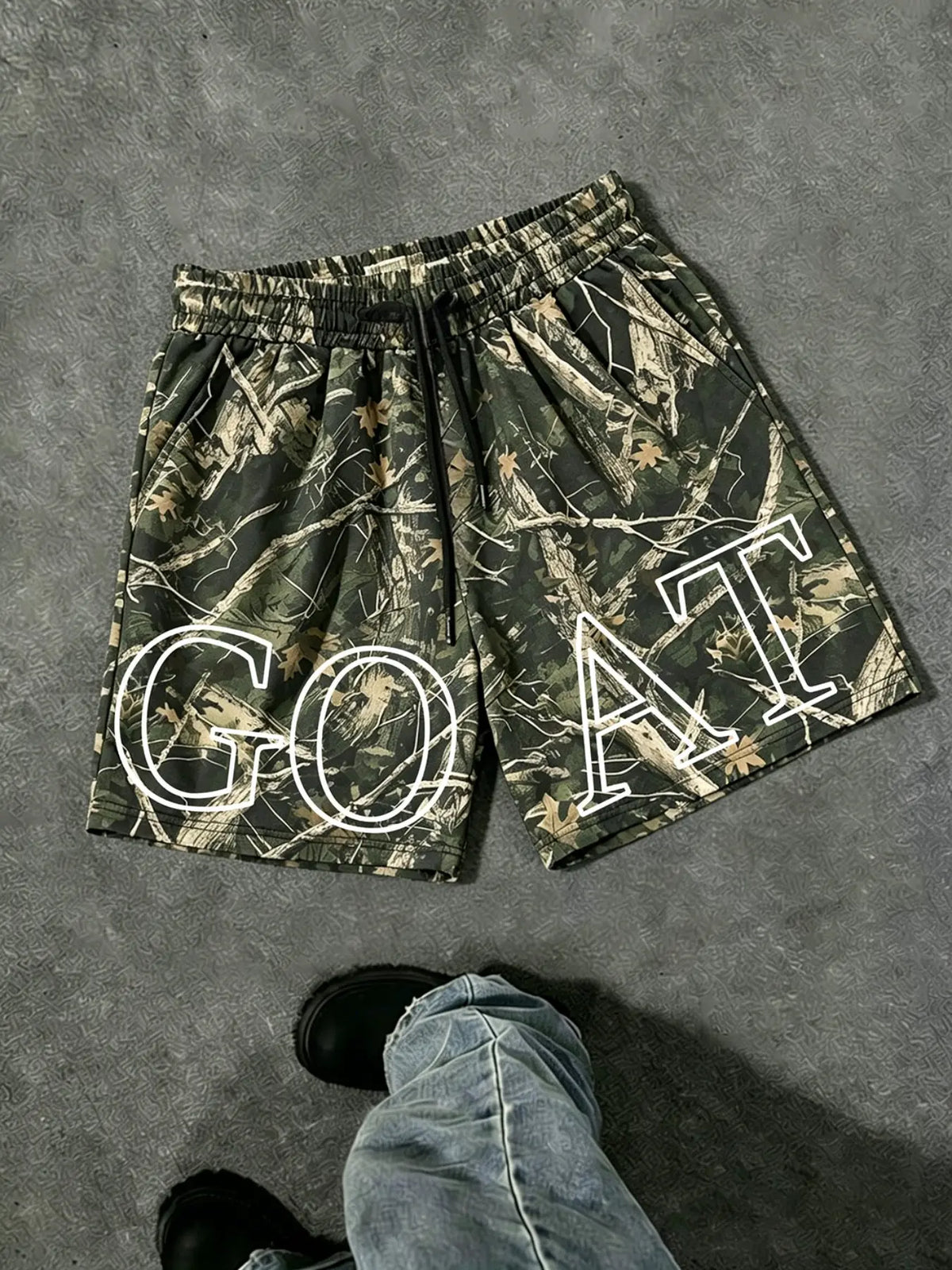 Goat Letter Print Shorts, Summer Essential, Simple and Elegant, Boston Letter Print Shorts, Casual Fitted Style, Athleisure Shorts